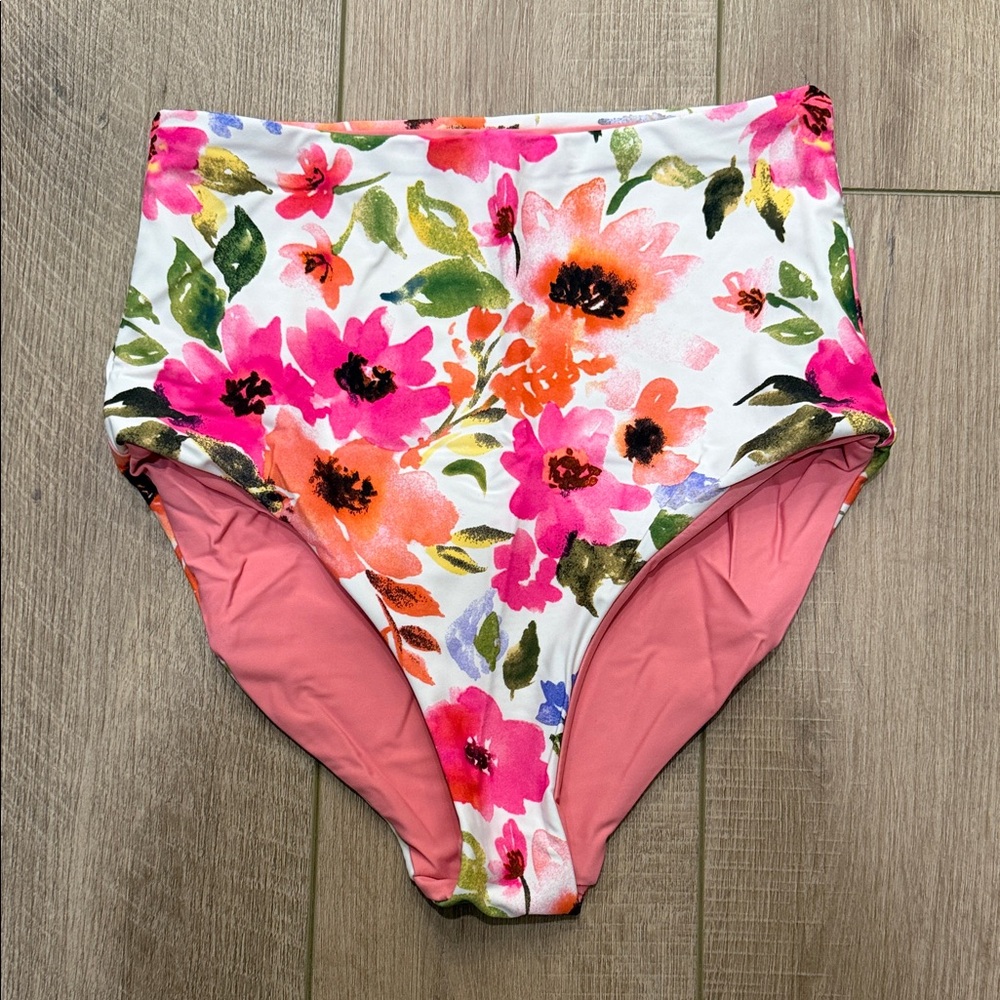 Coral Reef Floral High-Waisted Bikini Bottom